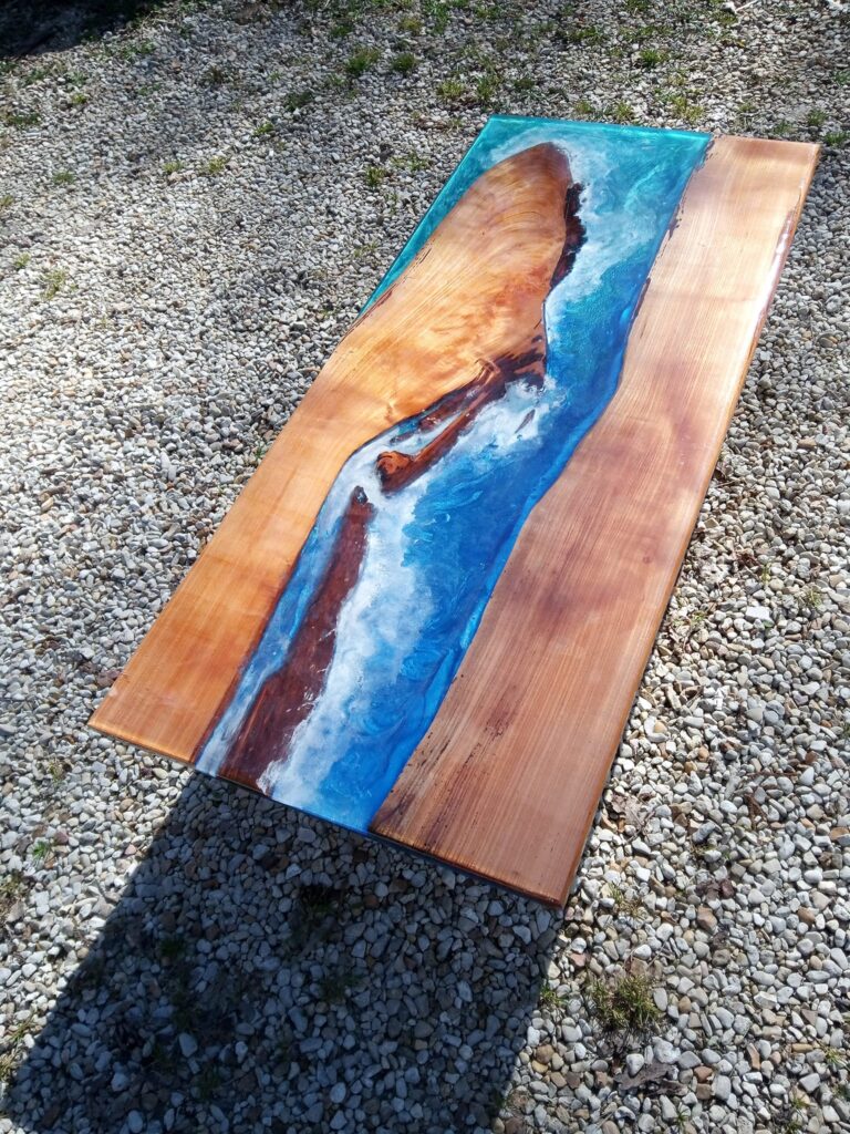 table basse époxy meriser effet mer