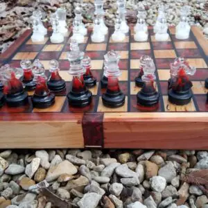 jeux échecs bois noble époxy rouge