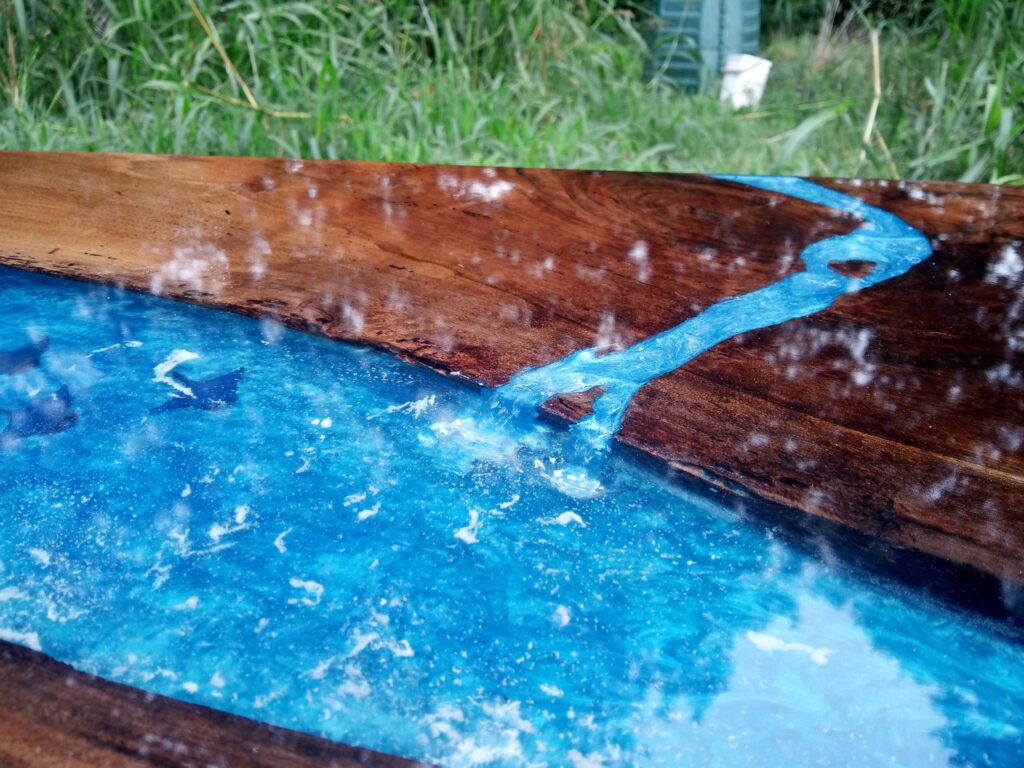 table basse époxy 3D noyer