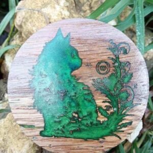 dessous de verre en epoxy et chene – vue de détail