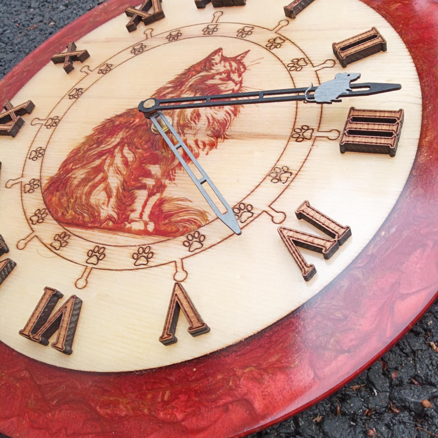 aiguille au theme de l'horloge chat