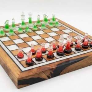 echiquier en bois et epoxy personnalisé