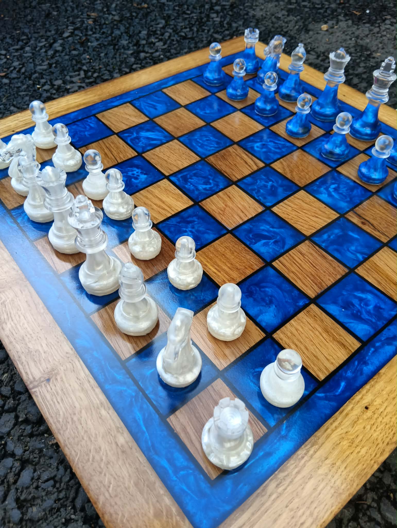 jeu d’échecs chêne massif & epoxy