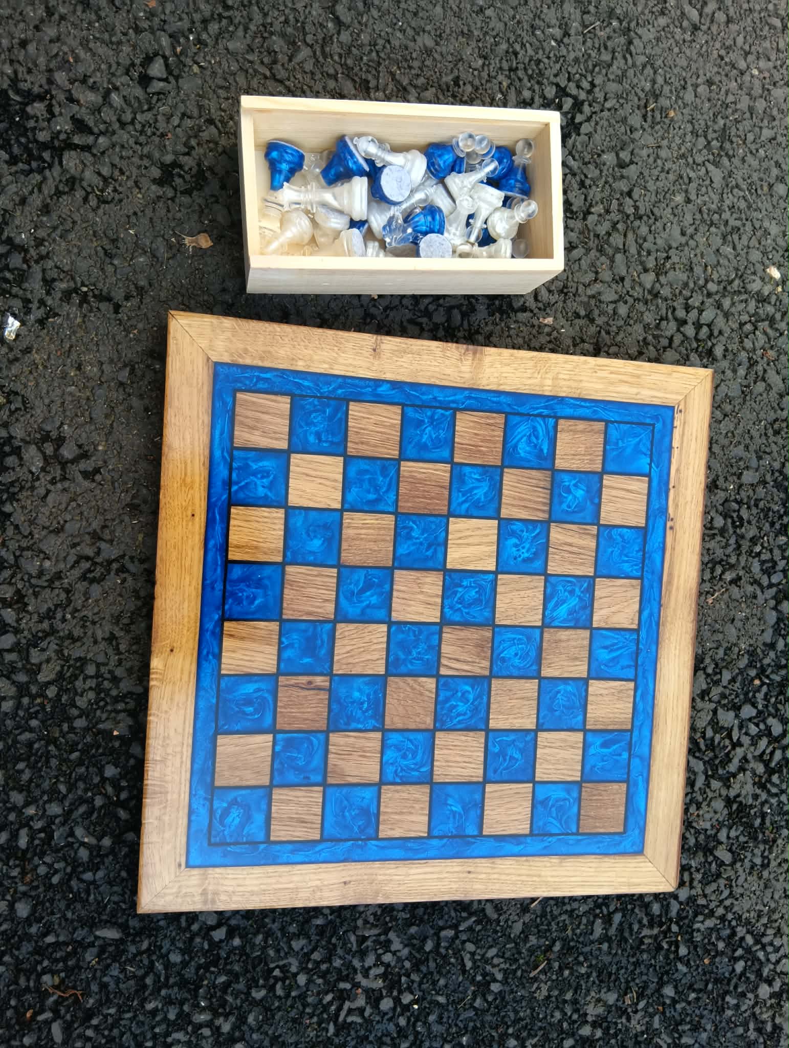 echiquier epoxy bleu
